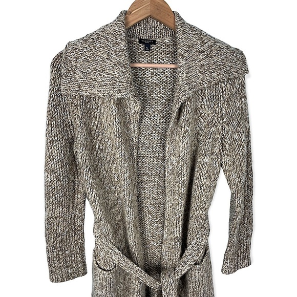 Talbots Wool Blend Knit Sweater Cardigan Size Small Petite Belted Cowl Neck - Picture 5 of 8